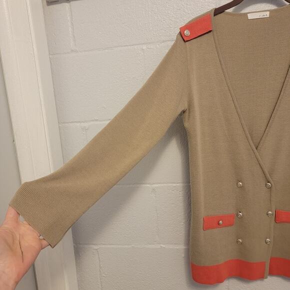 Code. M Cardigan Sweater Size Large Women's Tan Orange Button Up 370 - Picture 4 of 13
